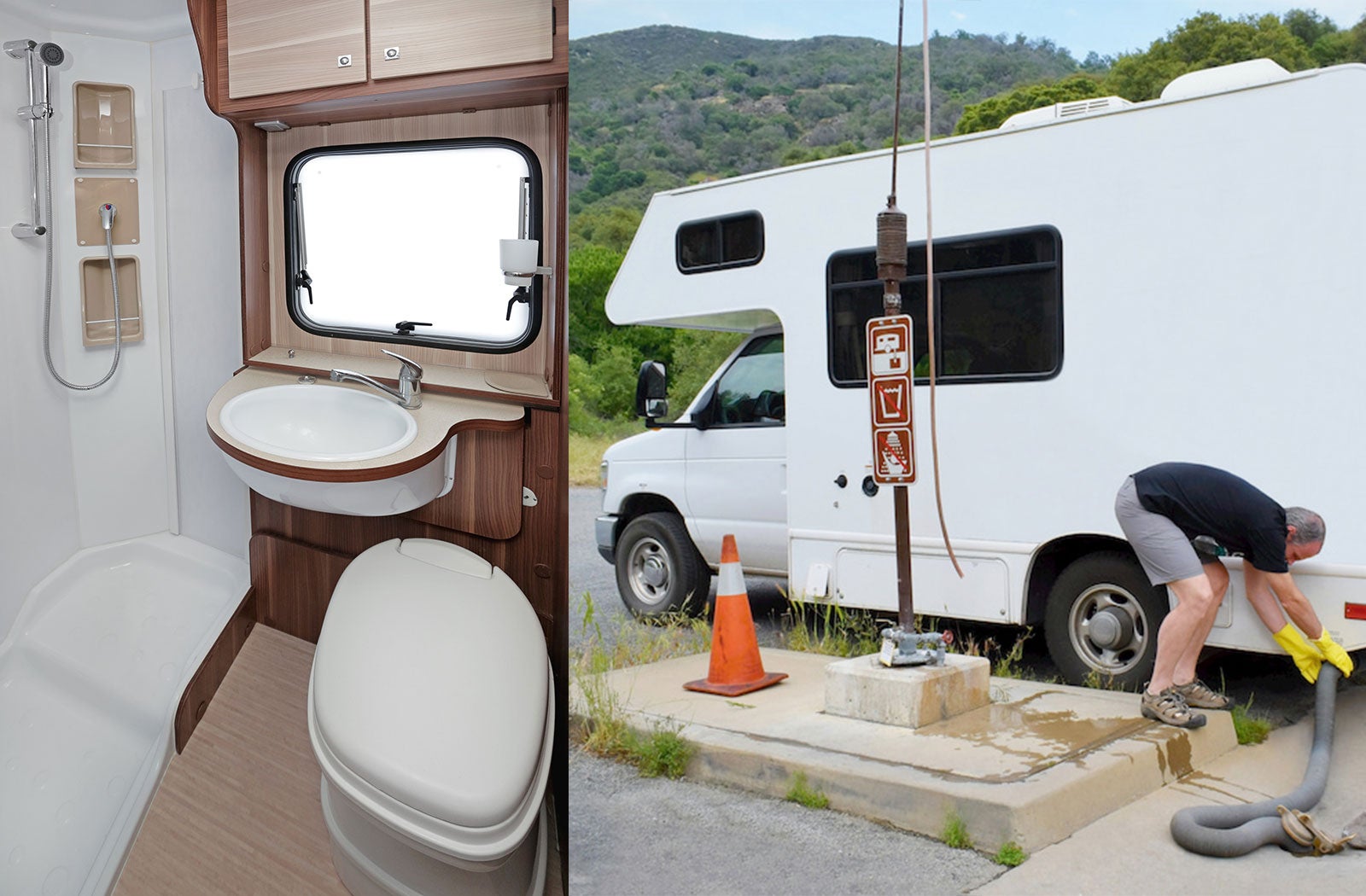 Portable RV/camper toilet and holding tank setup in Crestview, Florida