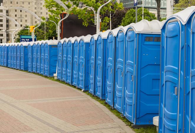 Seasonal porta potty units set up at a Crestview, Florida venue