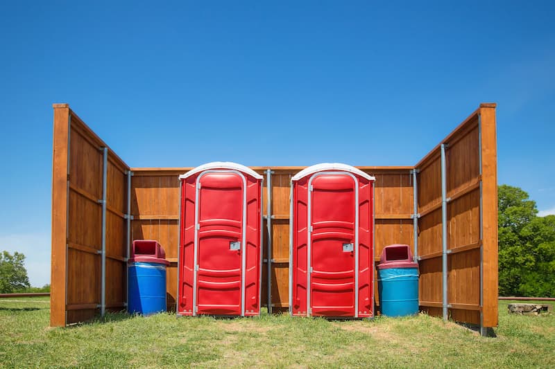 Short-term porta potty units staged for delivery in Crestview, Florida